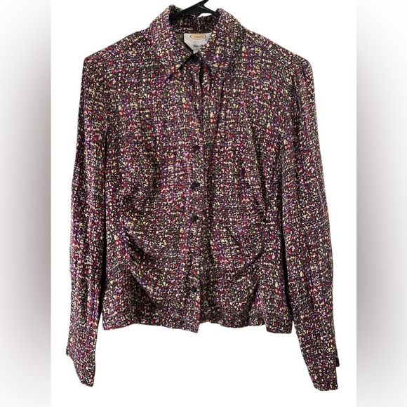 Talbots silk long sleeve collared button down blouse - Picture 1 of 4